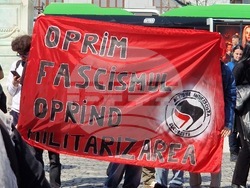 Румъния - акция в Букурещ под надслов „Протест срещу войната - казваме „не“ на съучастието на Румъния в империалистическата война, започната от САЩ и Израел“