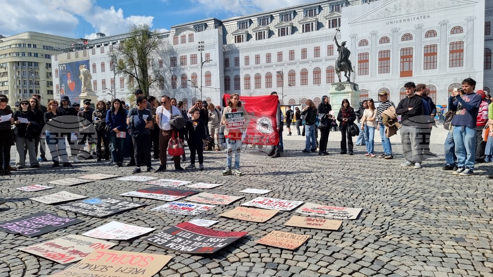 Румъния - акция в Букурещ под надслов „Протест срещу войната - казваме „не“ на съучастието на Румъния в империалистическата война, започната от САЩ и Израел“