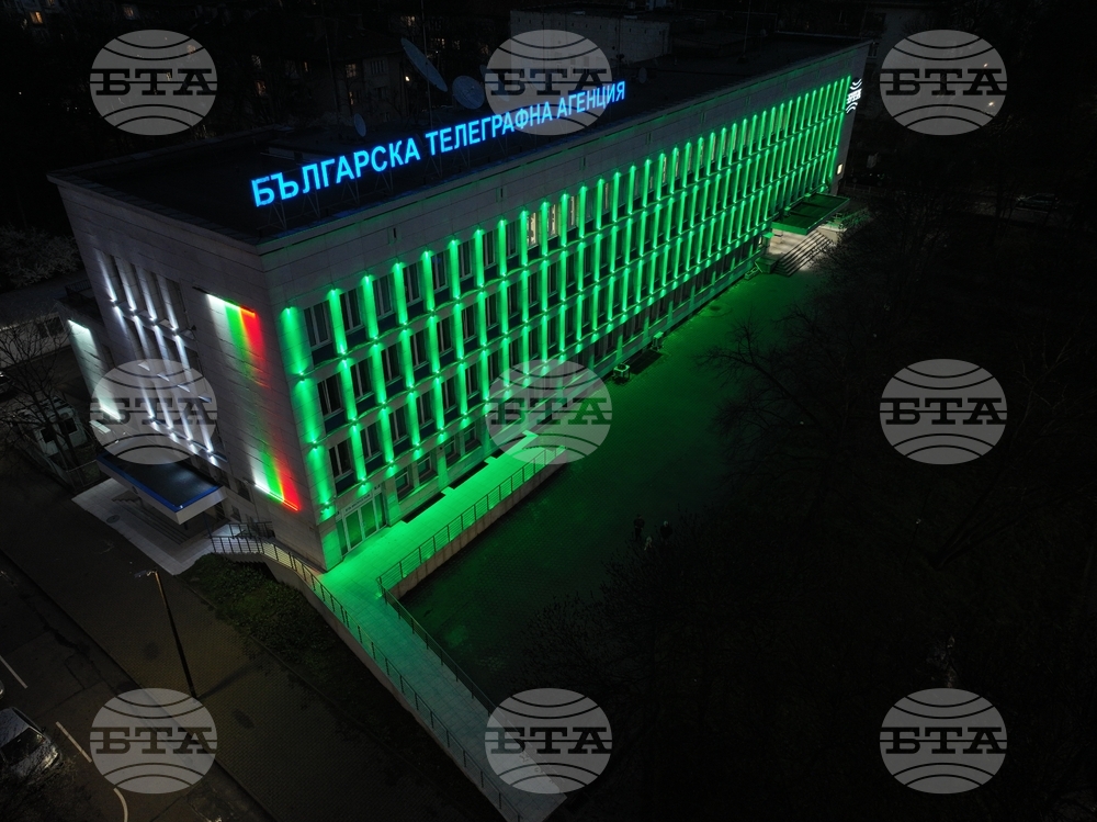 BTA Building's Facade Lit in Green for Palm Sunday 