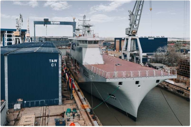 Аджерпрес: Корабостроителницата „Дамен Галац“ пусна на вода многоцелеви кораб за португалския флот