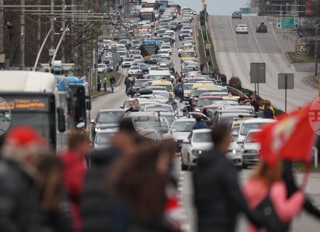 Футболен клуб ЦСКА-София - шествие - задръстване