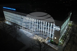 Българска телеграфна агенция - фасада - бяло осветление - Възкресение Христово