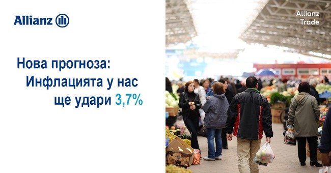 "Алианц Трейд" ревизира прогнозата си за инфлация у нас от 2,8 процента на 3,7 процента, сочи анализ