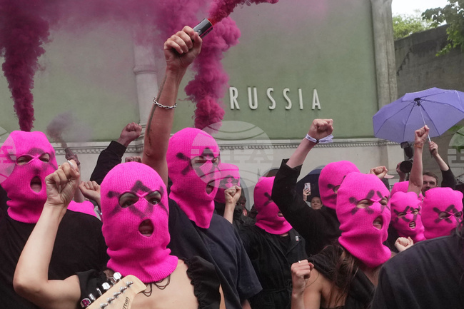 Italy Venice Biennale Protest