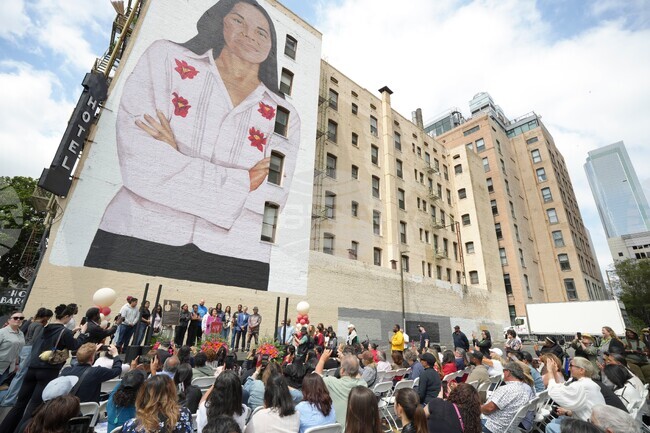 Joyful Crowd Celebrates Dolores Huerta as AHF's New Robert Vargas Mural Unveiled