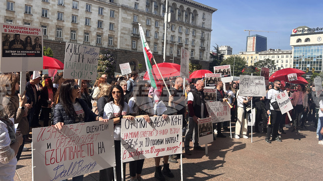 Граждани и застрахователи се събраха пред Министерски съвет с искане за оставката на ръководството на КФН