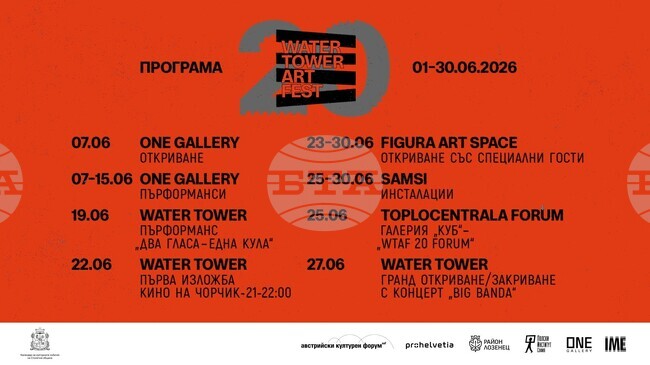Юбилейното 20-о издание на Water Tower Art Fest ще бъде открито в София