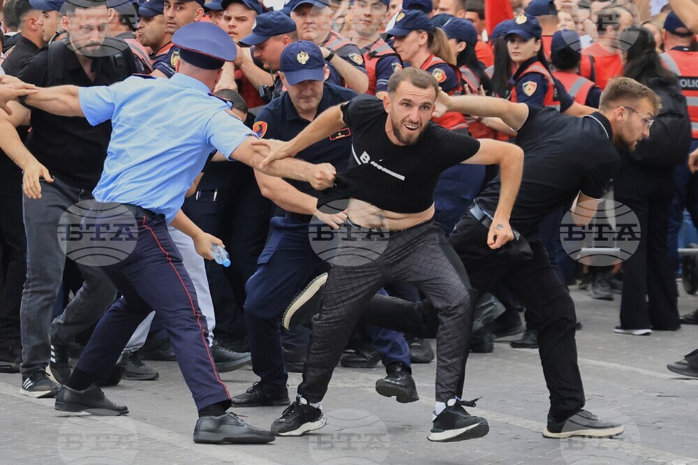 APTOPIX Albania Protest Kushner