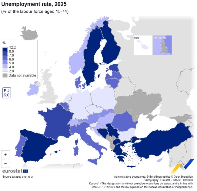 Bulgaria among EU Member States with Lowest Unemployment Rates in 2025