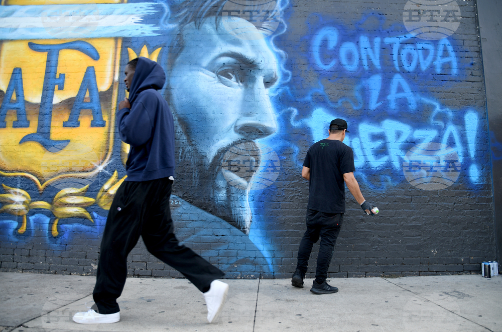 Texas WCup Soccer Argentina Messi Mural