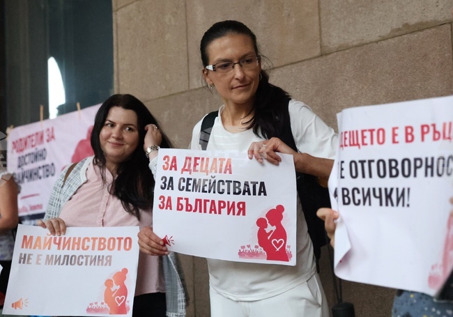 Родители протестираха пред Министерския съвет с искане за увеличаване на размера на обезщетението за майчинство