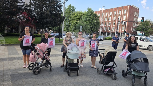 Граждани в Плевен излязоха на протест за достойно майчинство