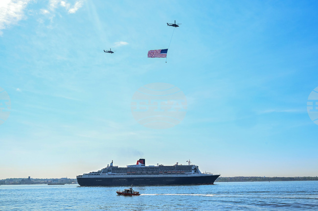Cunard's flagship Queen Mary 2 in New York Harbor for Sail4th 250