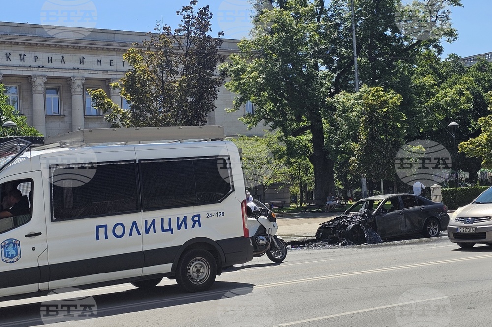 София  - изгоряла кола