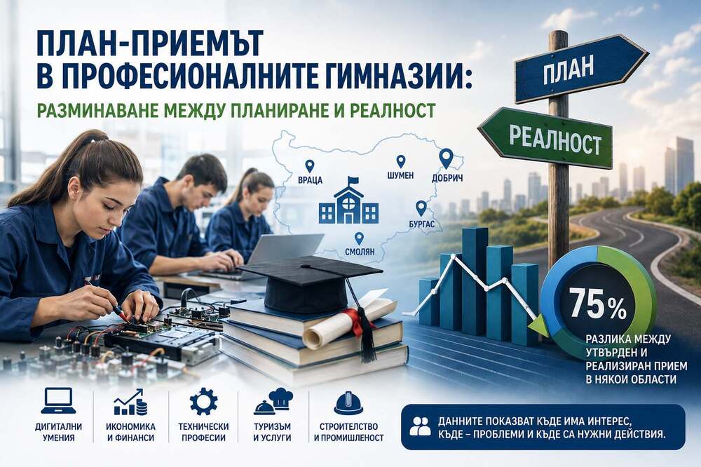 План-приемът в професионалните гимназии: Разминаване между планиране и реалност