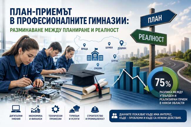 План-приемът в професионалните гимназии: Разминаване между планиране и реалност