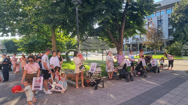 Майки се събраха на втори протест в Плевен с искания за достойно родителство