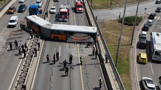 City Bus Veers Across Dual Carriageway in Sofia, Collision Averted