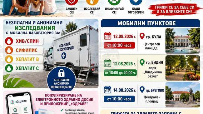 РЗИ – Видин организира лятна АНТИСПИН кампания с безплатни и анонимни изследвания