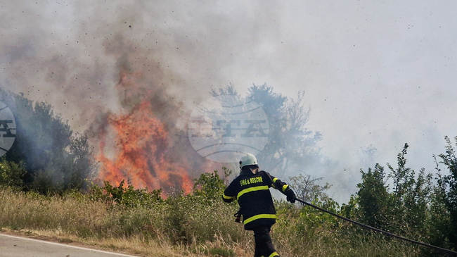 Two Military Helicopters Join Efforts to Extinguish Wildfire Near Trakia Motorway