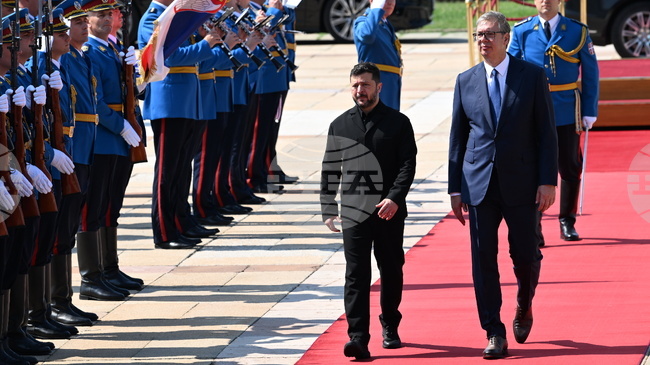 Сръбският президент Александър Вучич проведе среща на четири очи с украинския президент Володимир Зеленски в Белград 
