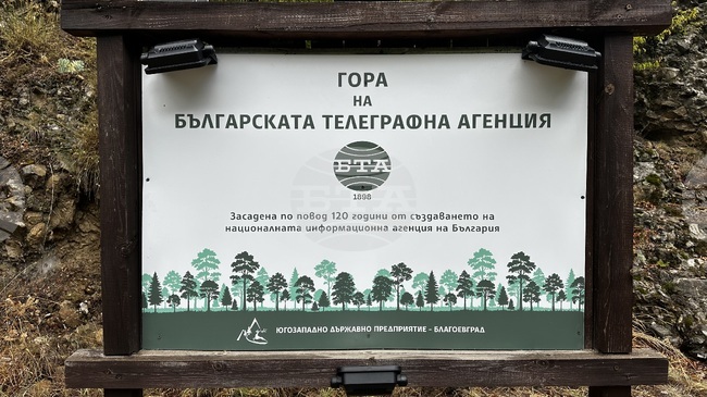 Българската телеграфна агенция поднови и освети табелата на Гората на БТА край Рилския манастир