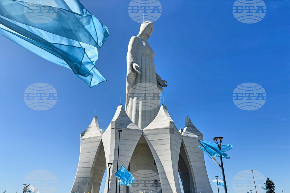 APTOPIX Poland Giant Virgin Mary