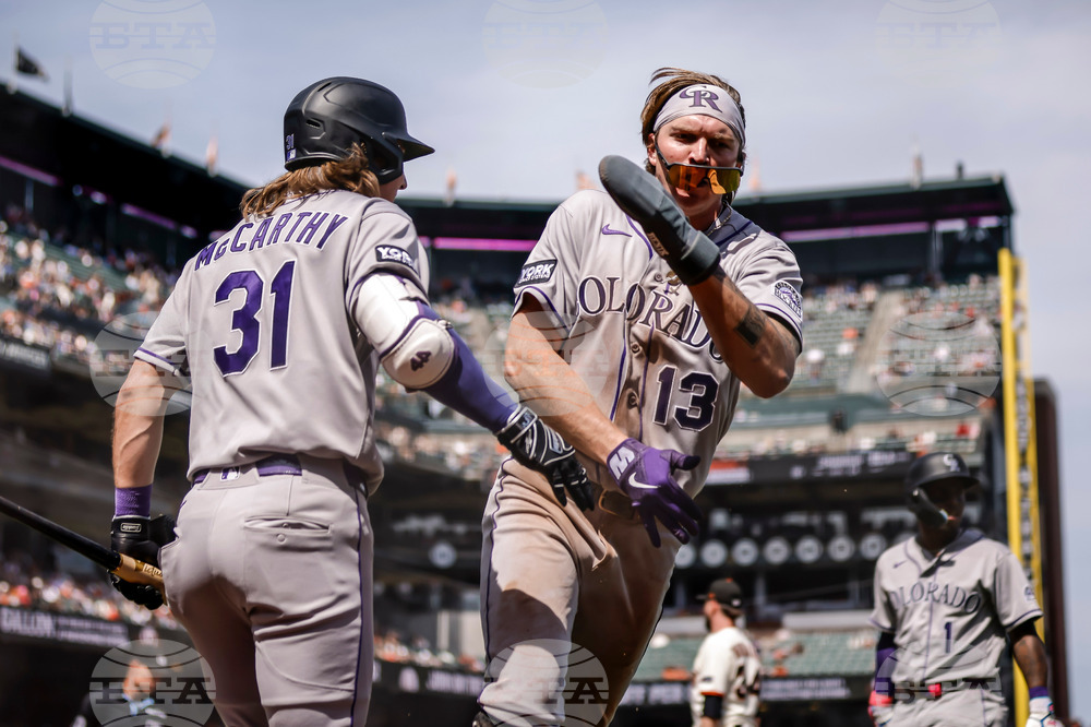CORRECTION Rockies Giants Baseball