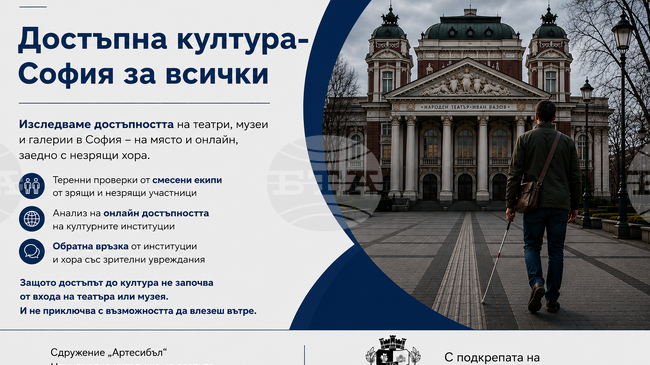Проект изследва достъпността на театри, музеи и галерии в София за хора със зрителни увреждания