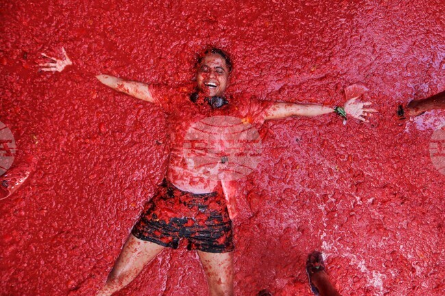 APTOPIX Spain Tomatina