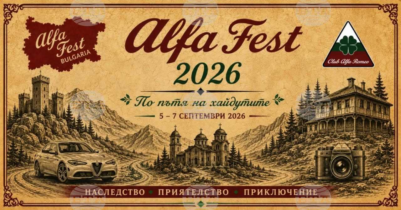 Деветото издание на „Алфа фест 2026“ ще се проведе от 5 до 7 септември и ще премине през Сливен, Жеравна, Котел и Медвен