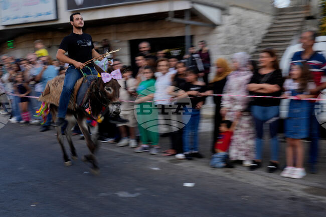 APTOPIX Lebanon Donkey Racing