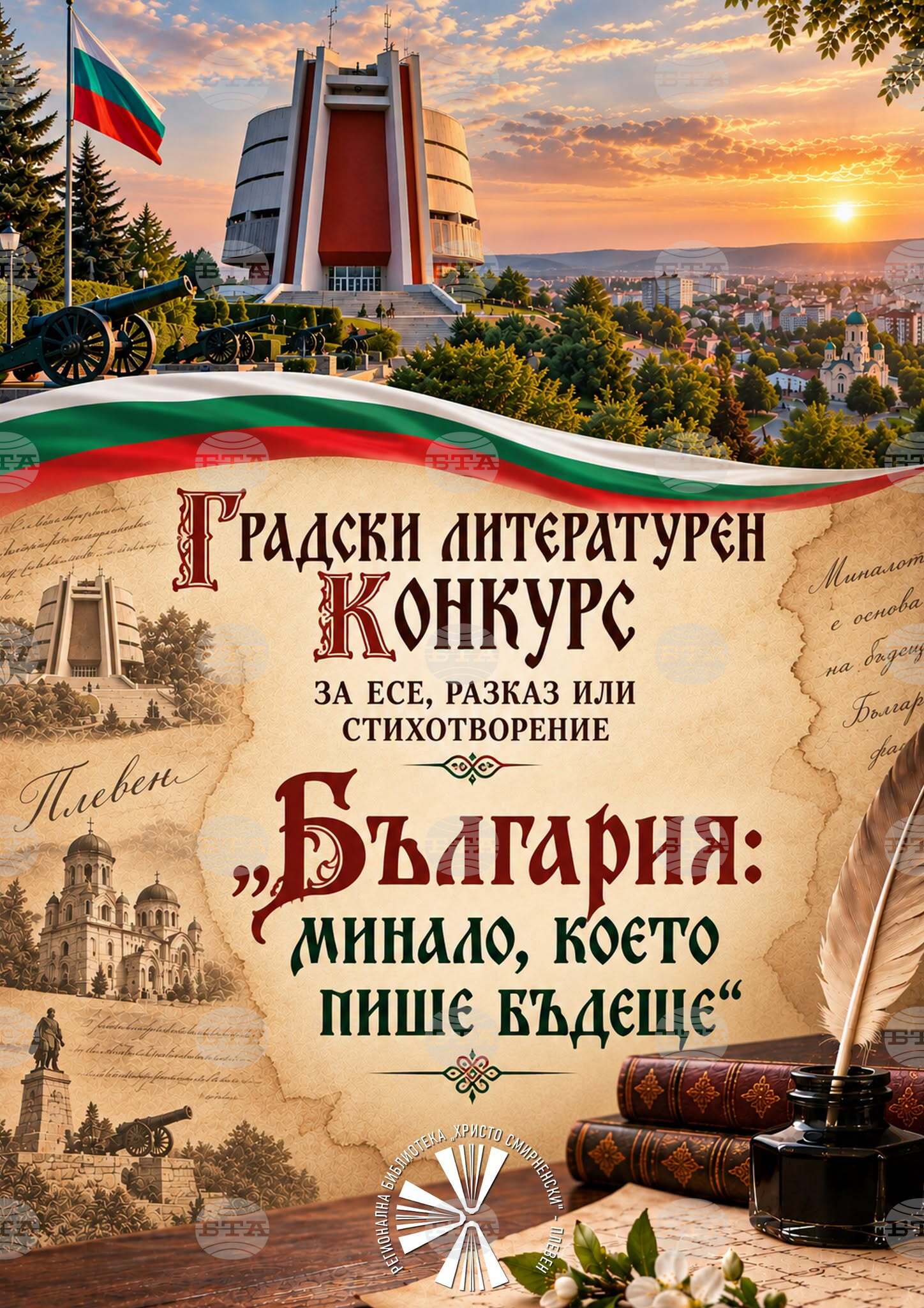 Плевенската регионална библиотека „Христо Смирненски“ обявява градски литературен конкурс „България: минало, което пише бъдеще“