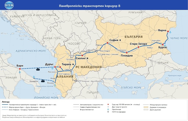 Паневропейски транспортен коридор 8 - карта