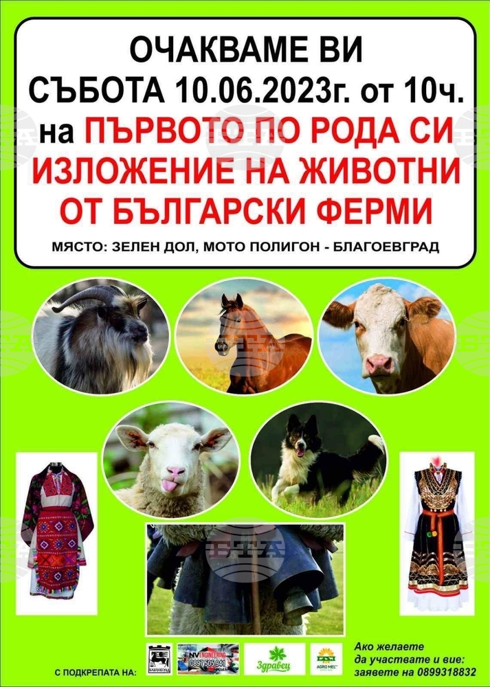 Община Благоевград: Първото по рода си изложение на животни от български ферми ще се проведе край с. Зелен дол