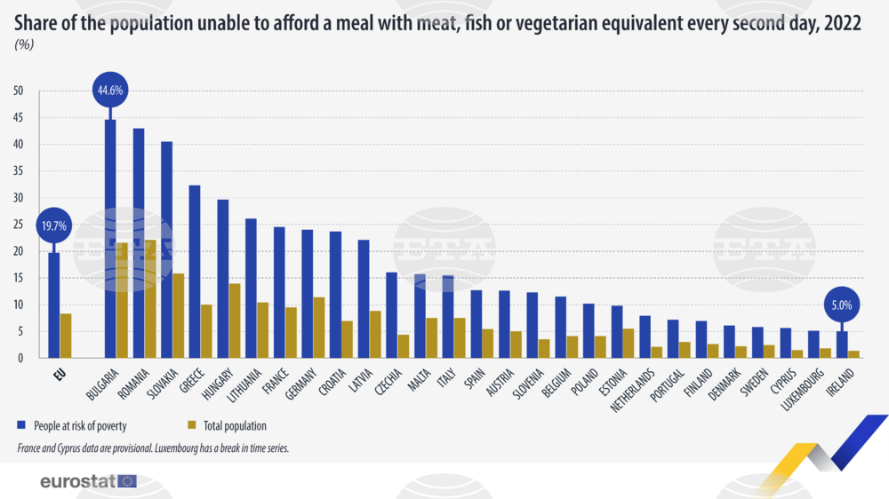 Eurostat: Nearly 45% of Bulgarians at Risk of Poverty Cannot Afford Proper Meal