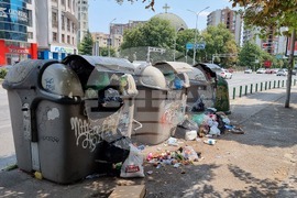 Северна Македония - предприятие за чистота - протест