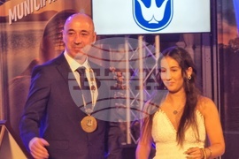 Тихомир Янакиев, кмет на Община Созопол и Аляра Махмудова Снимка: БТА 