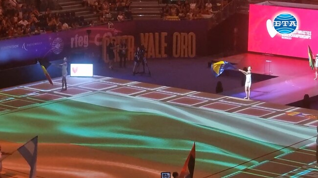 Световното първенство по художествена гимнастика във Валенсия беше официално открито с красива церемония