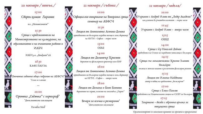 Асоциацията на българските фолклорни състави в чужбина представи програмата на творческата си семинарна среща в София