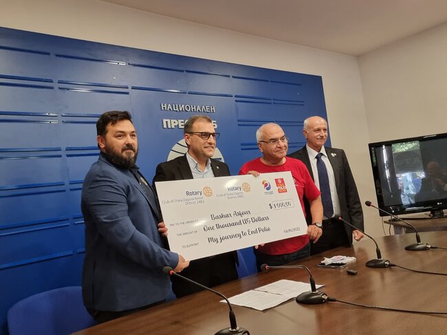 Ротари клуб Стара Загора-Берое подкрепи кампанията на Ротарианец Башар Асфур за набиране на средства за борба срещу полиомиелита
