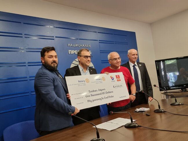 Ротари клубовете в Стара Загора подкрепиха кампанията на ротарианеца от Грузия Башар Асфур за набиране на средства за борба срещу полиомиелита