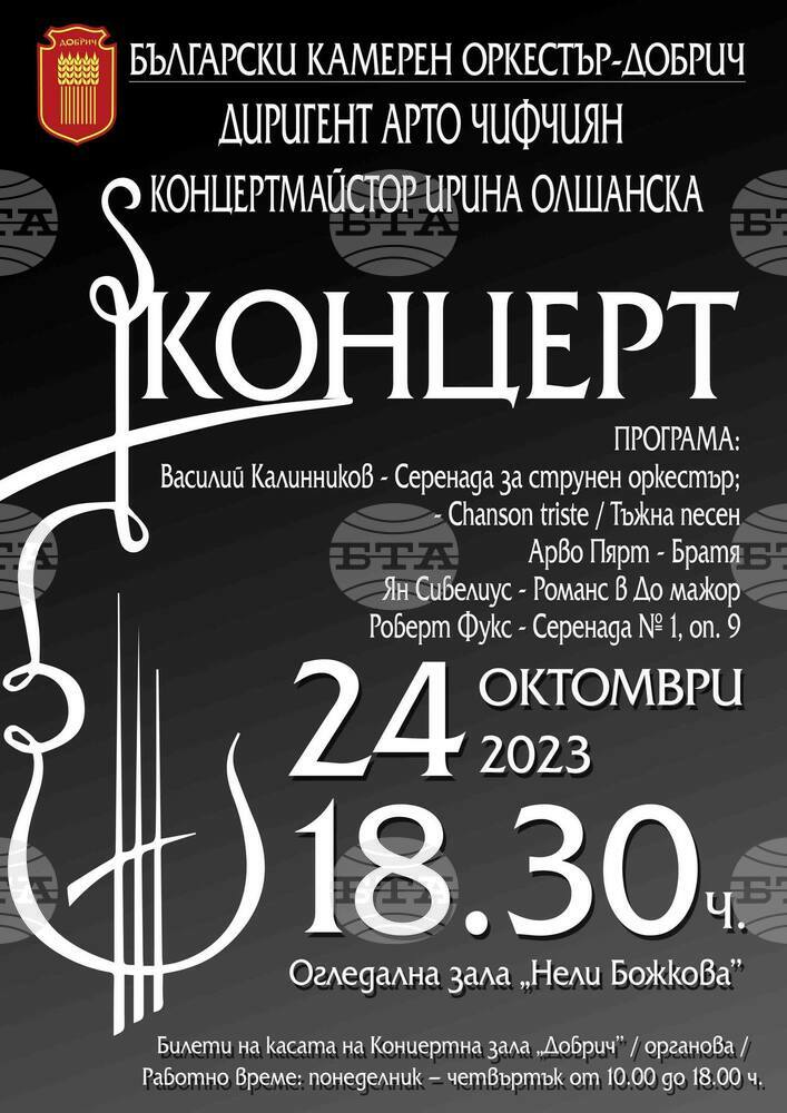 Български камерен оркестър - Добрич ще изнесе концерт пред добричката публика
