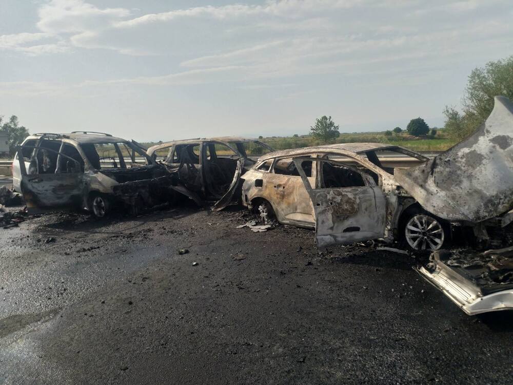 Автомагистрала Тракия - пожар - верижна катастрофа