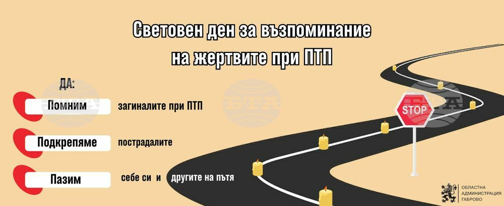 На 1 декември в Габровско ще бъде отбелязан Световният ден за възпоминание на жертвите при пътнотранспортни произшествия