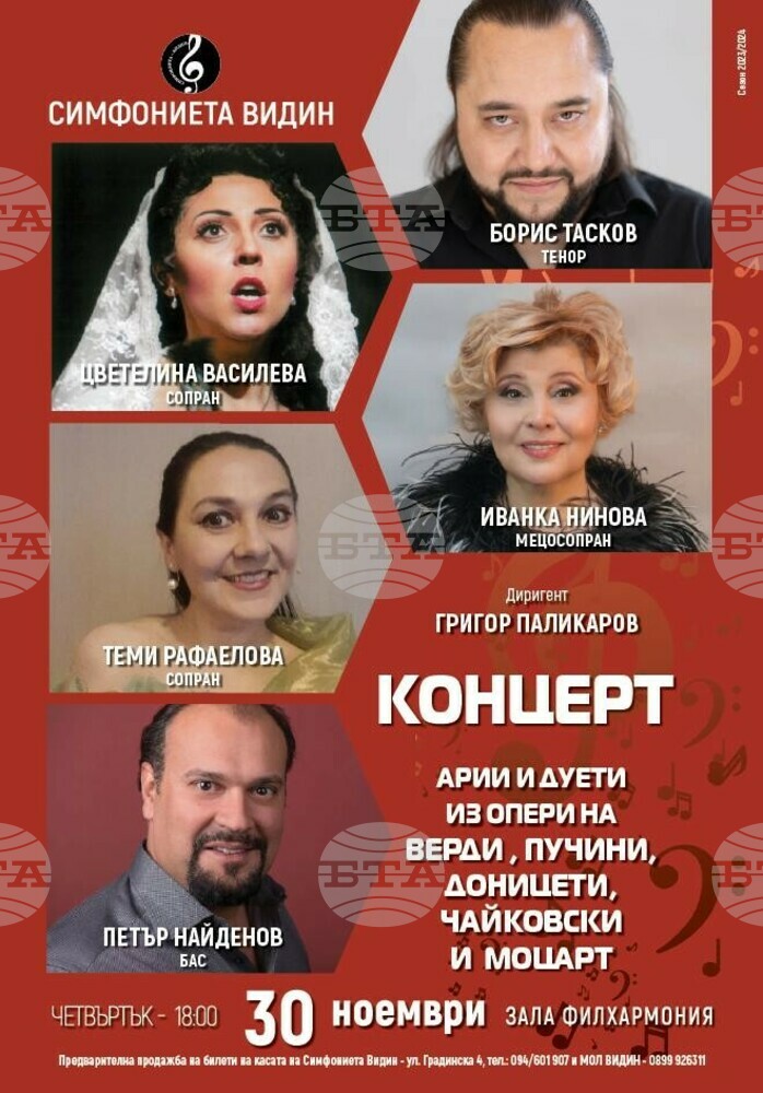 Симфониета Видин ще изнесе концерт от арии и дуети на популярни опери