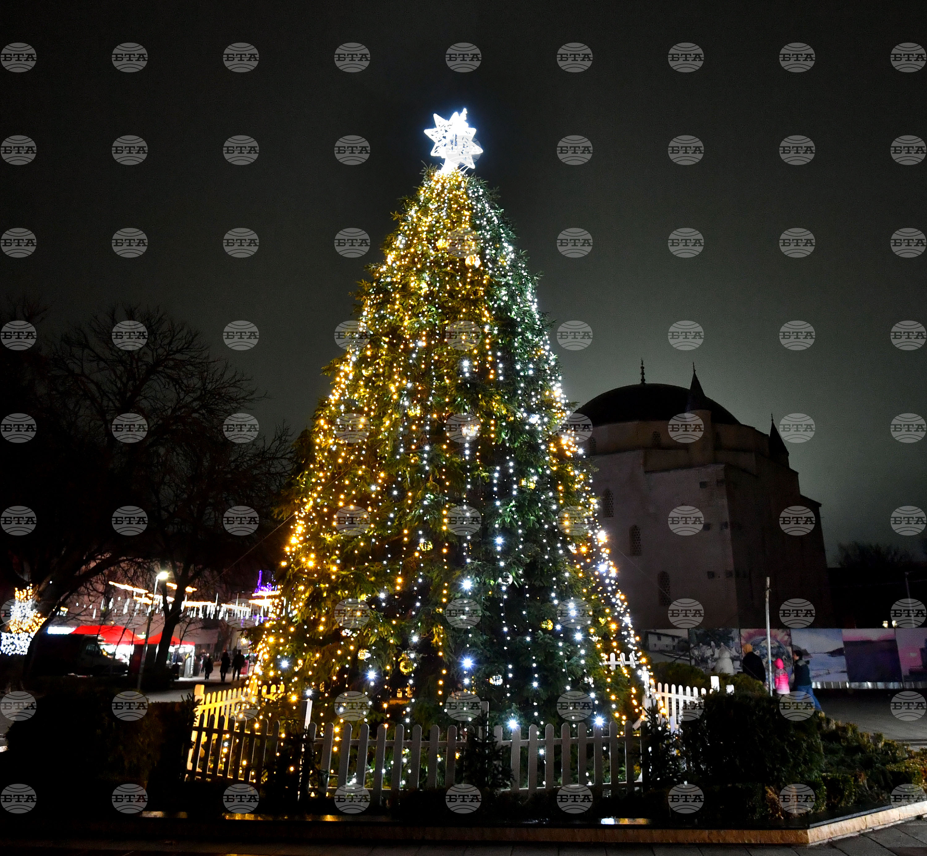 Разград - празнични светлини - коледна елха