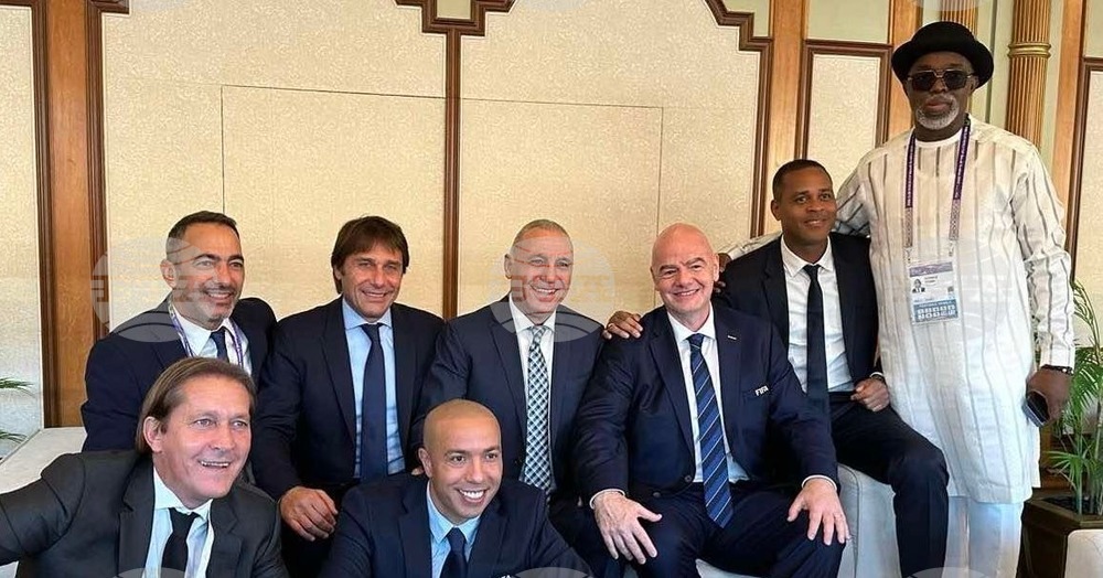 Hristo Stoichkov Meets Gianni Infantino, Antonio Conte, Michel Salgado and Youri Djorkaeff at FIFA Club World Cup