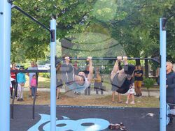 Йордан Йовчев, кметът Илко Стоянов и Александър Личев откриха новоизградена стрийт фитнес площадка в Благоевград