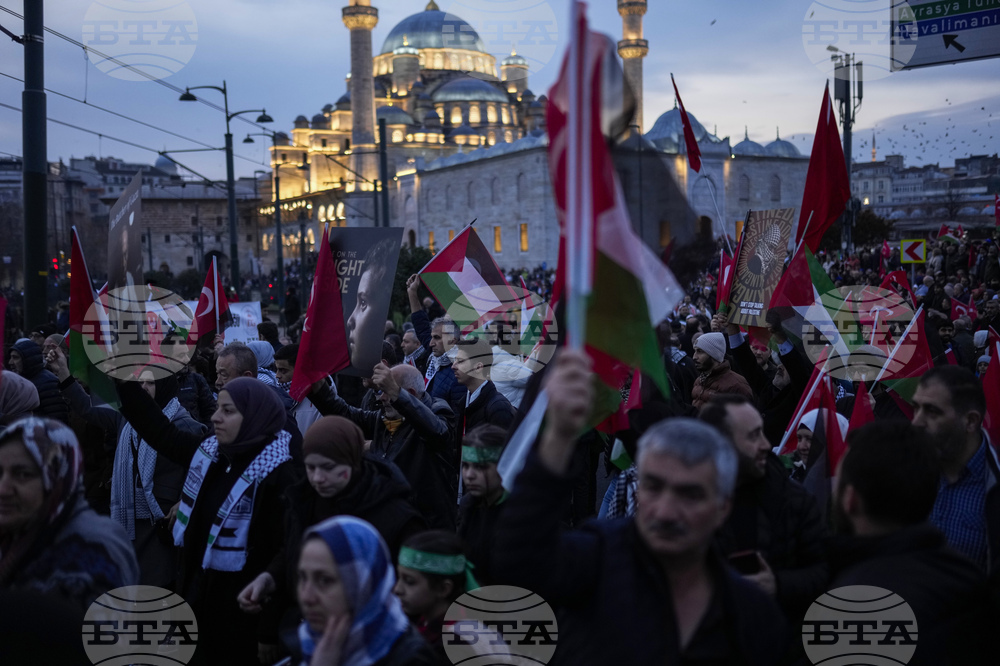 Многохиляден митинг за солидарност с палестинците се провежда в Истанбул